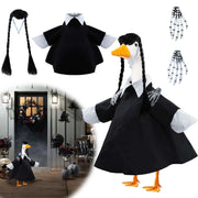 Voccos front view of black dress showing collar and sleeves for realistic look
