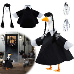 Voccos front view of black dress showing collar and sleeves for realistic look