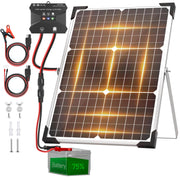 Voltset front view of 30W solar panel showing slim monocrystalline surface and benefit of higher efficiency