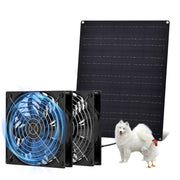 VOOTEGO solar panel and two fans front view showing easy outdoor setup and airflow benefit