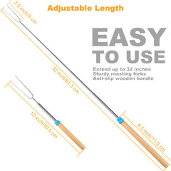 VOPTON extended roasting stick held over flame demonstrating safe distance cooking