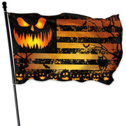 VOZUN front view of full double-sided Halloween pumpkin flag showing bold design and curb appeal