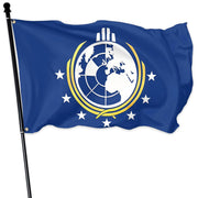 VOZUN front view of Super Earth flag showing vivid double-sided print and bright colors for bold decor