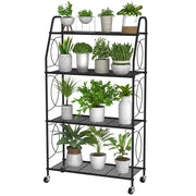 VyGrow front view of full 4-tier plant stand showing organized pots and space savings