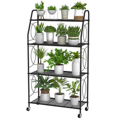 VyGrow front view of full 4-tier plant stand showing organized pots and space savings