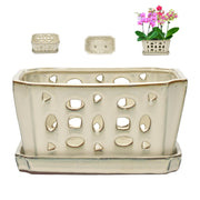 W&W front view of cream orchid pot showing elegant shape and balance
