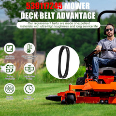 Wadoy belt installed on a Husqvarna 46" deck demonstrating proper fit