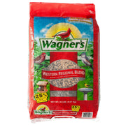 Wagner's front of bag showing 20-pound regional blend attracting birds