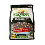 Wagner's front packaging showing the 5-pound bag and clear product branding, attracts birds