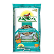 Wagner's front of 20-pound bag showing product branding and seed blend attracts many birds