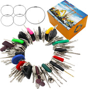 WAHLIN PARTS front view of full 100-piece key set showing organized rings and case