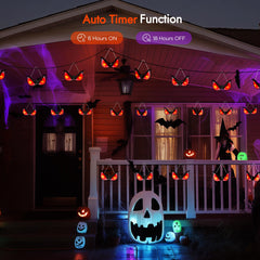 WBao glowing eyes visible through a window adding haunted-house ambiance