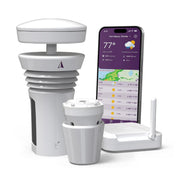 WeatherFlow Tempest front view showing compact all-in-one design and easy setup benefit