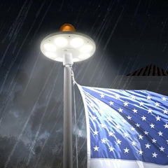 Weavelife front view of solar flag pole light showing full LED face and coverage benefit