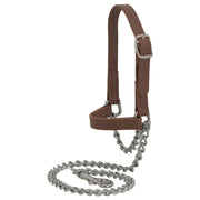 Weaver Livestock small brown halter front view showing fit and neat finish for better control