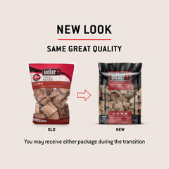 Weber cherry wood chunks in charcoal grill creating mild smoke benefit