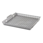 Weber crafted roasting basket front view showing durable stainless steel and containment benefit