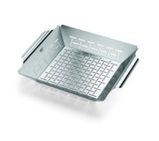 Weber deluxe grilling basket front view showing stainless steel durability and capacity