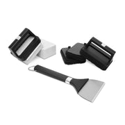 Weber griddle cleaning kit front packaging showing included tools and benefits