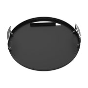 Weber griddle front view showing full cooking surface and edge-to-edge coverage benefit