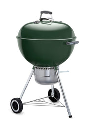 Weber original kettle front view showing green finish and sturdy cooking area