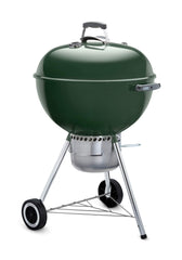 Weber original kettle front view showing green finish and sturdy cooking area