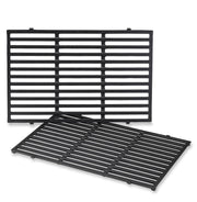 Weber porcelain-enameled grate front view showing clean finish and improved searing