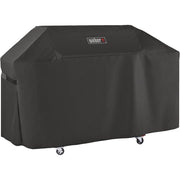 Weber premium grill cover front view protecting grill from weather