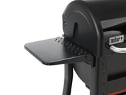 Weber Searwood side table front view showing extra prep surface and tidy appearance