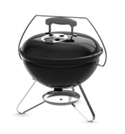 Weber Smokey Joe front view showing compact kettle and cooking grate for easy grilling