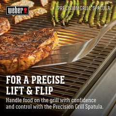 Weber spatula soft-touch handle detail providing secure non-slip grip and comfortable control