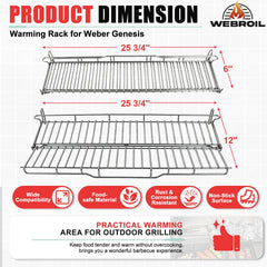 WEBROIL warming rack close-up welds showing solid stainless joints and longevity