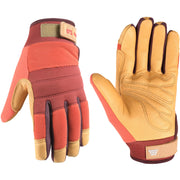 Wells Lamont red glove front view showing fit and protection