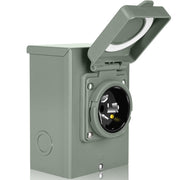 WELLUCK front view inlet box showing weatherproof cover and secure mounting benefit