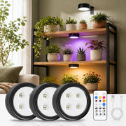 wemidels front view of three cordless grow lights showing compact design and portability