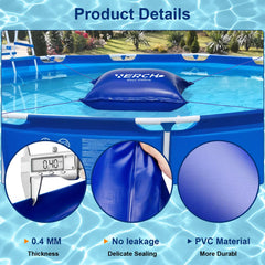WERCHO top view of pillow installed in an above-ground pool directing meltwater