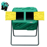 Werph compost tumbler front view showing dual chambers and compact design for efficient composting