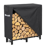 Werph front view with stacked firewood showing organized storage benefit