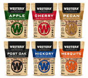 Western front packaging showing six 180 cu in smoking chip bags and convenience