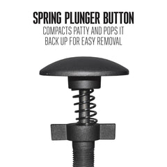 Weston spring plunger in action ejecting a patty for faster assembly benefit