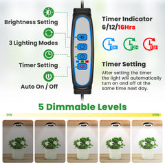 Wiaxulay controller panel showing dim and timer buttons for easy automated plant lighting