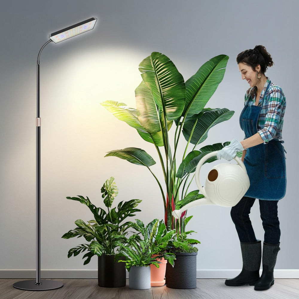 Wiaxulay front view floor grow light showing slim design and bright LEDs