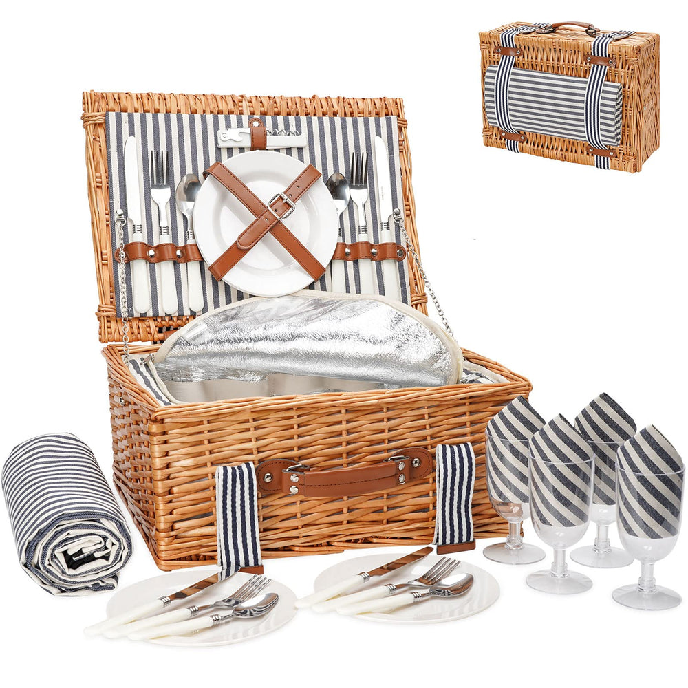 WICKERLAND basket front showing classic suitcase design and easy carry benefit