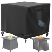WICKTICK front view of cover protecting square fire pit table, durable protection