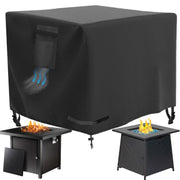 WICKTICK front view cover protecting a square fire pit, shields from rain