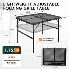 WildFinder close-up of coated metal mesh top, heat resistant benefit
