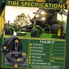 Wiltire close-up of tread pattern providing lawn-friendly traction