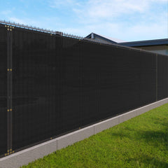 Windscreen4less front view of 6x20 black privacy screen showing full coverage benefit