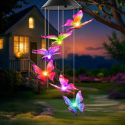Winzwon front view of butterfly wind chime showing colorful design and charm