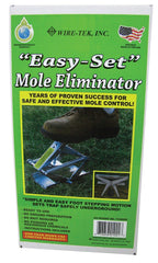 Wire Tek trap set inside mole tunnel demonstrating easyset placement benefit